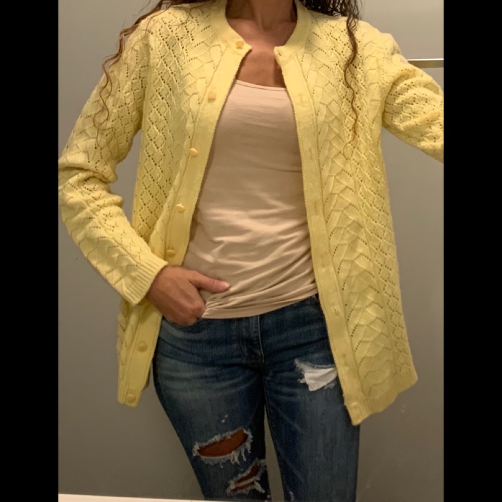 80s vintage yellow cardigan